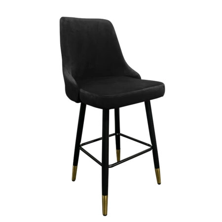Σκαμπό Bar ArteLibre COBB Με Πλάτη Μαύρο Βελούδο/Μέταλλο 49x53x100cm