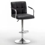 Σκαμπό Bar  DOKK Με Πλάτη Πτυσσόμενο Μαύρο PU/Μέταλλο 52x56x94-115cm