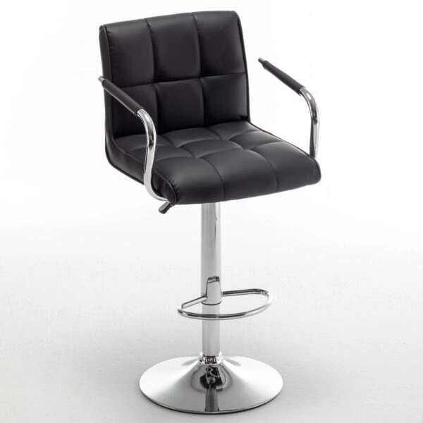 Σκαμπό Bar  DOKK Με Πλάτη Πτυσσόμενο Μαύρο PU/Μέταλλο 52x56x94-115cm