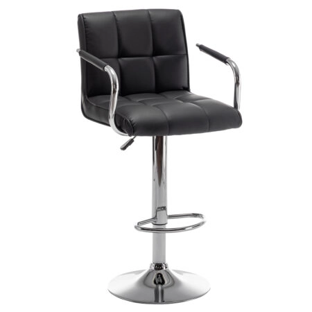 Σκαμπό Bar ArteLibre DOKK Με Πλάτη Πτυσσόμενο Μαύρο PU/Μέταλλο 52x56x94-115cm