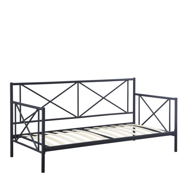 Κρεβάτι Μονό ArteLibre JASMINE Μαύρο Μέταλλο 208x97.6x100cm (Στρώμα 90x200cm)