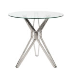 Τραπέζι BIHOR Διάφανο/Χρώμιο Γυαλί/Μέταλλο 80x80x75cm