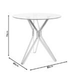 Τραπέζι BIHOR Διάφανο/Χρώμιο Γυαλί/Μέταλλο 80x80x75cm
