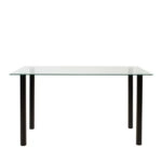 Τραπέζι  TEIDE Διάφανο/Μαύρο Γυαλί/Μέταλλο 140x80x75cm