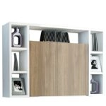 Γραφείο Τοίχου Ανοιγόμενο AMORGOS Λευκό/Καρυδί Μοριοσανίδα 90x20+46x60cm