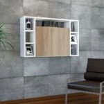 Γραφείο Τοίχου Ανοιγόμενο AMORGOS Λευκό/Καρυδί Μοριοσανίδα 90x20+46x60cm