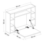 Γραφείο Τοίχου Ανοιγόμενο AMORGOS Λευκό/Καρυδί Μοριοσανίδα 90x20+46x60cm