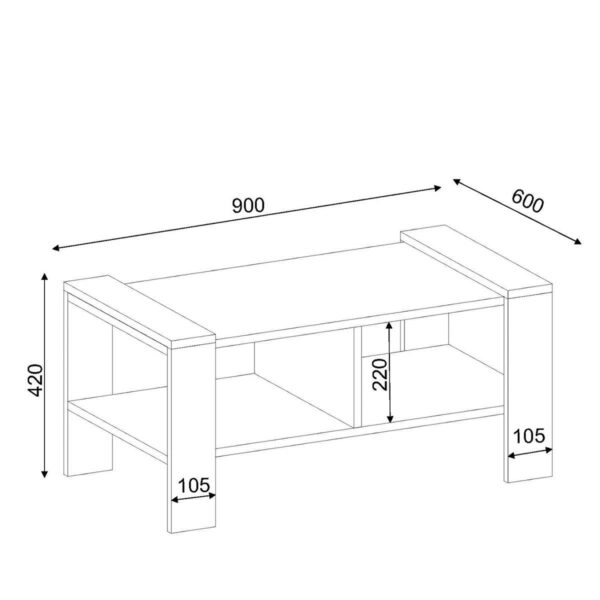 Τραπεζάκι Σαλονιού ARSIDA Λευκό/Καρυδί Μοριοσανίδα/Μελαμίνη 90x60x42cm