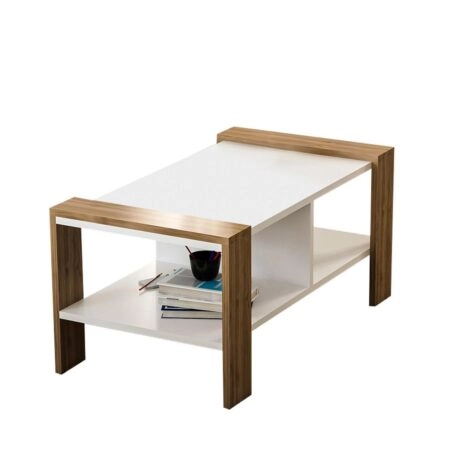 Τραπεζάκι Σαλονιού ArteLibre ARSIDA Λευκό/Καρυδί Μοριοσανίδα/Μελαμίνη 90x60x42cm