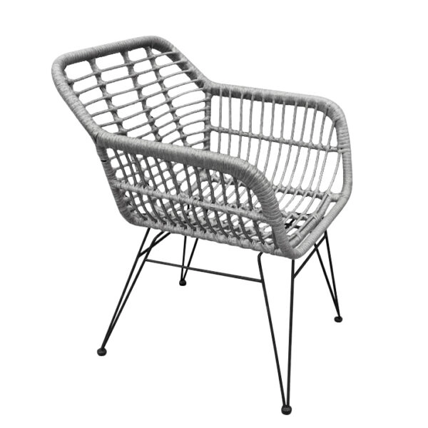 Καρέκλα Κήπου  TERESINA Γκρι/Μαύρο Μέταλλο/Rattan 58x59x81cm