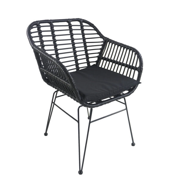 Καρέκλα Κήπου  ACTORIUS Μαύρο Μέταλλο/Rattan 57x53x81cm