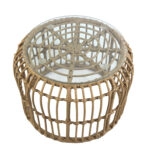 Τραπεζάκι Κήπου ALBIUS Φυσικό Rattan/Μέταλλο/Γυαλί Φ50x35cm