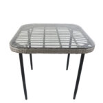Τραπέζι Κήπου ANTIUS Γκρι/Μαύρο Μέταλλο/Rattan/Γυαλί 80x80x73cm