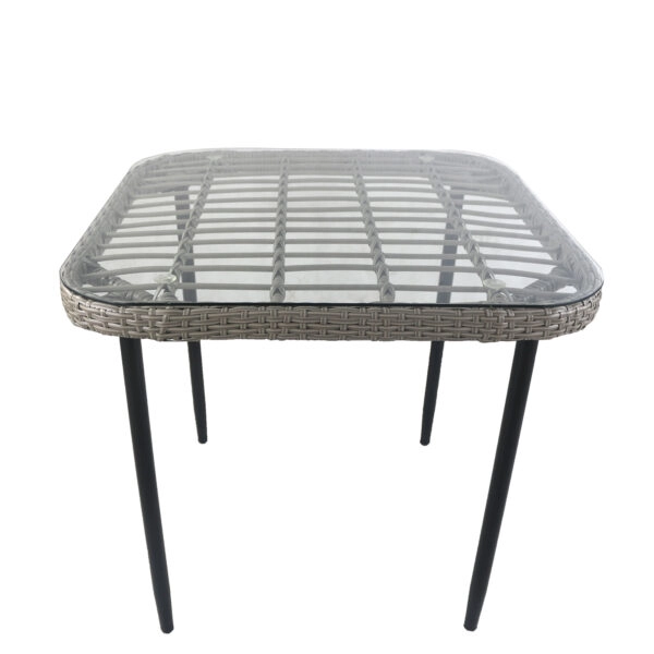 Τραπέζι Κήπου ANTIUS Γκρι/Μαύρο Μέταλλο/Rattan/Γυαλί 80x80x73cm
