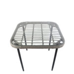 Τραπέζι Κήπου ANTIUS Γκρι/Μαύρο Μέταλλο/Rattan/Γυαλί 80x80x73cm