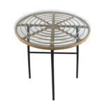 Τραπέζι Κήπου  APPIUS Φυσικό/Μαύρο Μέταλλο/Rattan/Γυαλί 70x70x74cm