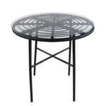 Τραπέζι Κήπου  APPIUS Μαύρο Μέταλλο/Rattan/Γυαλί 70x70x74cm