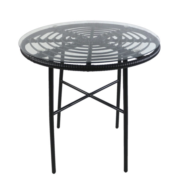 Τραπέζι Κήπου  APPIUS Μαύρο Μέταλλο/Rattan/Γυαλί 70x70x74cm