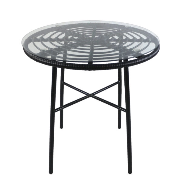Τραπέζι Κήπου  APPIUS Μαύρο Μέταλλο/Rattan/Γυαλί 70x70x74cm
