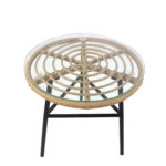 Τραπέζι Κήπου  ARELLIUS Φυσικό/Μαύρο Μέταλλο/Rattan/Γυαλί 45x45x46cm