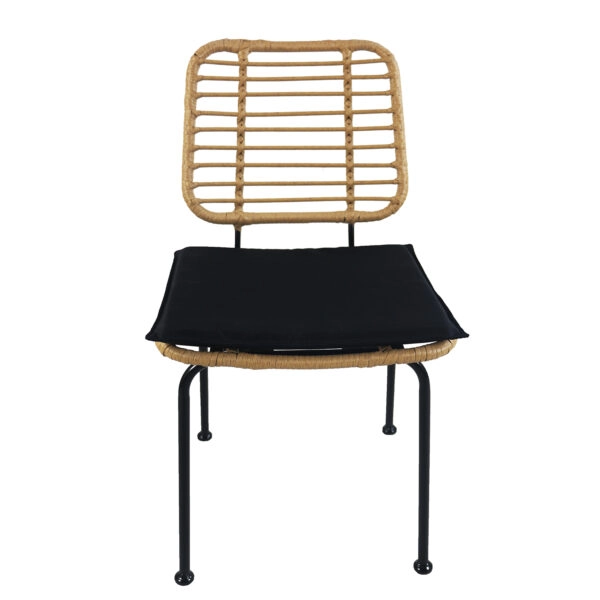 Καρέκλα Κήπου  ATIUS Φυσικό/Μαύρο Μέταλλο/Rattan 46.5x55x86cm