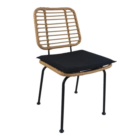 Καρέκλα Κήπου ArteLibre ATIUS Φυσικό/Μαύρο Μέταλλο/Rattan 46.5x55x86cm