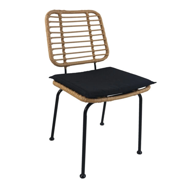 Καρέκλα Κήπου  ATIUS Φυσικό/Μαύρο Μέταλλο/Rattan 46.5x55x86cm