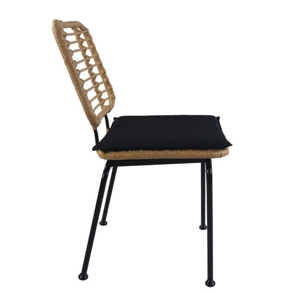 Καρέκλα Κήπου  ATIUS Φυσικό/Μαύρο Μέταλλο/Rattan 46.5x55x86cm