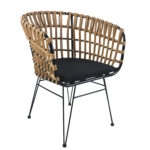 Καρέκλα Κήπου  AULIUS Φυσικό/Μαύρο Μέταλλο/Rattan 57x60x78.5cm