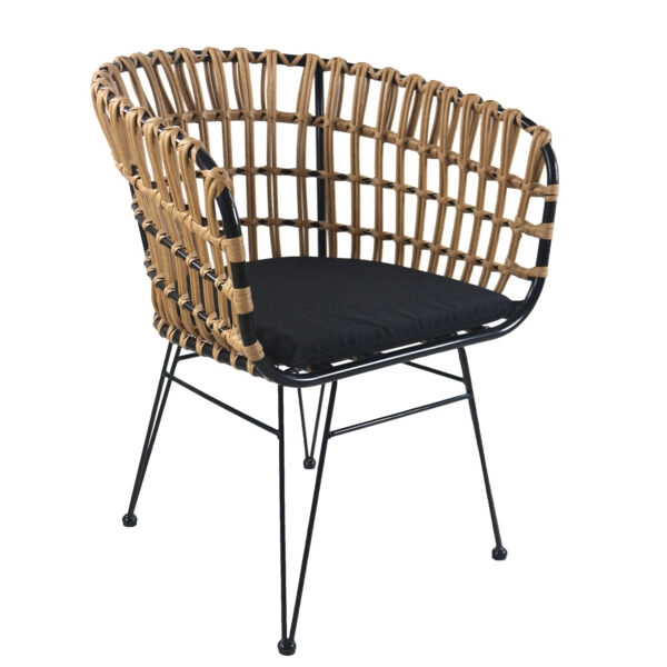 Καρέκλα Κήπου  AULIUS Φυσικό/Μαύρο Μέταλλο/Rattan 57x60x78.5cm