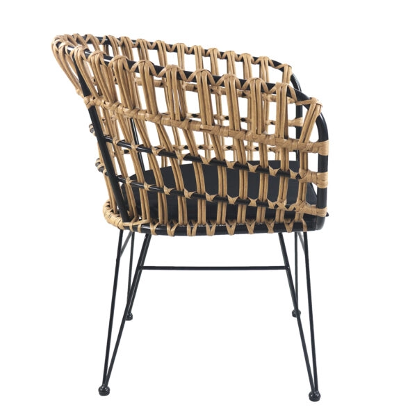 Καρέκλα Κήπου  AULIUS Φυσικό/Μαύρο Μέταλλο/Rattan 57x60x78.5cm