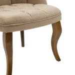 Πολυθρόνα Loreta  βελούδο μπεζ-με καρυδί πόδια 55x57x78εκ