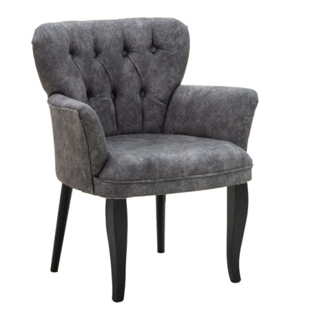 Πολυθρόνα Samara pakoworld βελούδο ανθρακί με μαύρα πόδια 54x71x79εκ