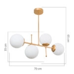 Φωτιστικό οροφής τετράφωτο PWL-1128  Ε27 χρυσό 70x20x35εκ