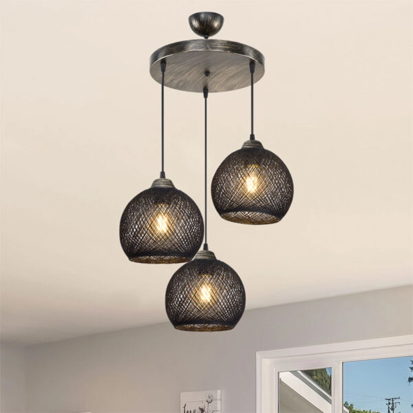 Φωτιστικό οροφής τρίφωτο PWL-1121  Ε27 μαύρο-bronze Φ40x80εκ