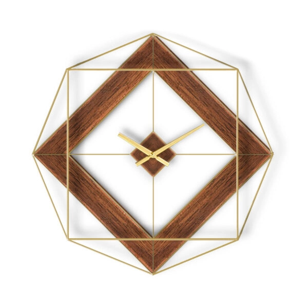 Ρολόι Τοίχου Χρυσό/Φυσικό Μέταλλο/MDF 51x51x7.5cm