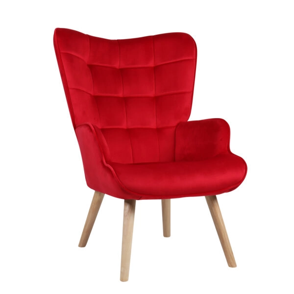 Πολυθρόνα MARION Κόκκινο Βελούδο/Ξύλο 73x69x96cm
