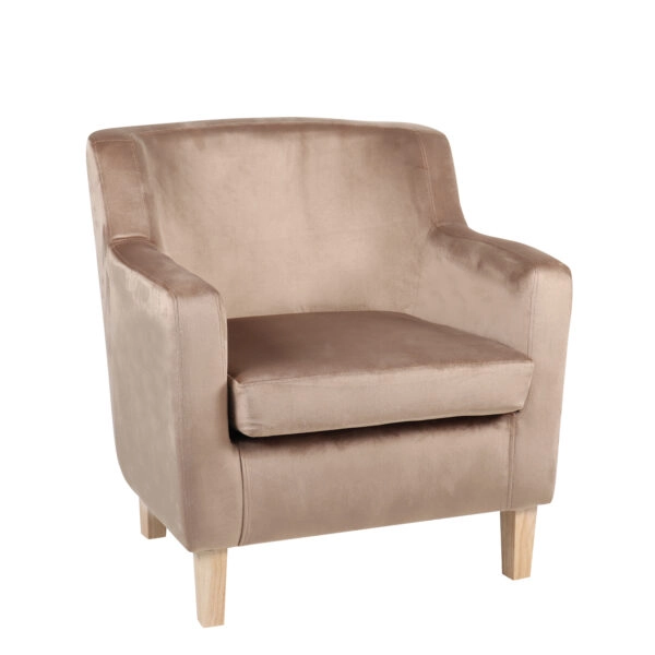 Πολυθρόνα TALIANNA Καφέ Βελούδο/Ξύλο 68x70x77cm