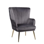 Πολυθρόνα KOLDENREE Γκρι Βελούδο/Μέταλλο/Ξύλο 74x72x91cm