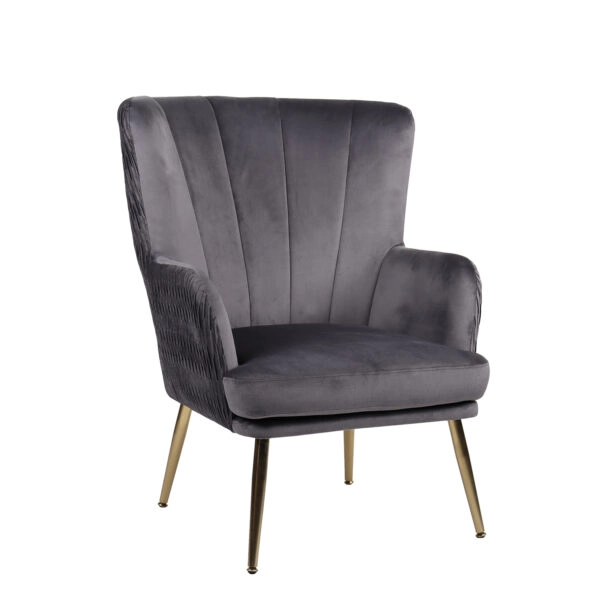 Πολυθρόνα KOLDENREE Γκρι Βελούδο/Μέταλλο/Ξύλο 74x72x91cm