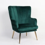 Πολυθρόνα KOLDENREE Πράσινο Βελούδο/Μέταλλο/Ξύλο 74x72x91cm