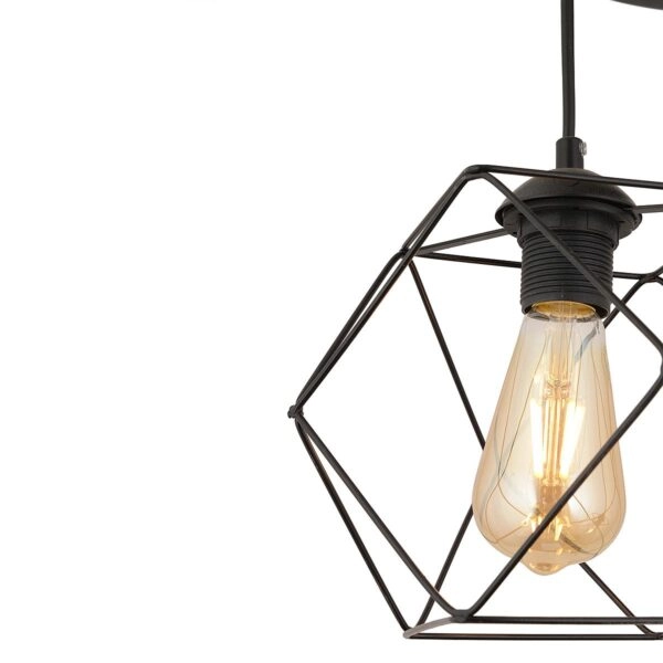 Φωτιστικό Κρεμαστό LOR Τρίφωτο Μαύρο Μέταλλο 45x95cm