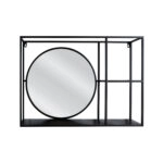 Καθρέπτης Τοίχου Με Ράφια ERENDIS Μαύρο Μέταλλο/Γυαλί 70x13x50cm