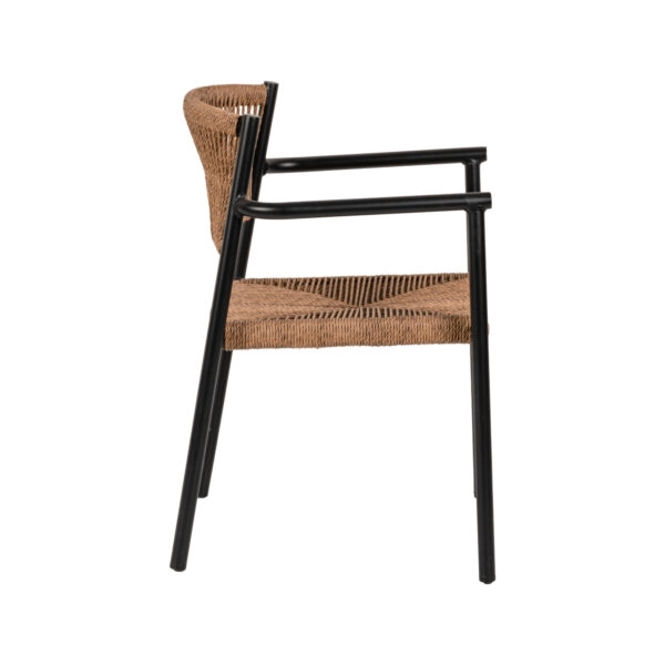 Πολυθρόνα Κήπου  INGA Μαύρο/Φυσικό Αλουμίνιο/Rattan 55.5x50x77.5cm