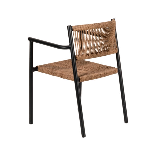 Πολυθρόνα Κήπου  INGA Μαύρο/Φυσικό Αλουμίνιο/Rattan 55.5x50x77.5cm