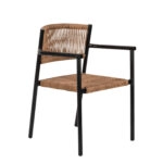 Πολυθρόνα Κήπου  INGA Μαύρο/Φυσικό Αλουμίνιο/Rattan 55.5x50x77.5cm