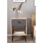 Κομοδίνο AMARI Δρυς/Ανθρακί Μοριοσανίδα 43x43x67.5cm