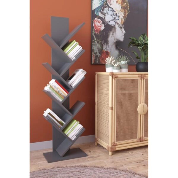 Βιβλιοθήκη AZIZI Ανθρακί Μοριοσανίδα 35x19.5x130cm