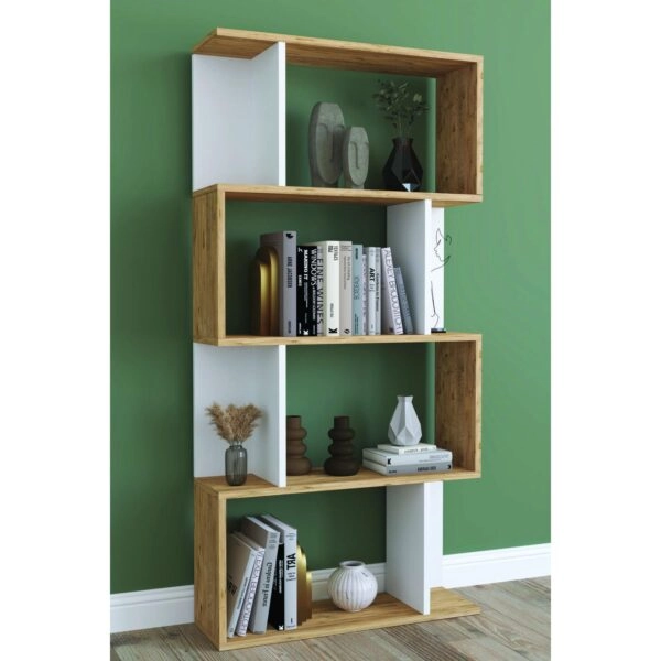 Βιβλιοθήκη CHIUMBO Δρυς/Λευκό Μοριοσανίδα 72x22x147cm