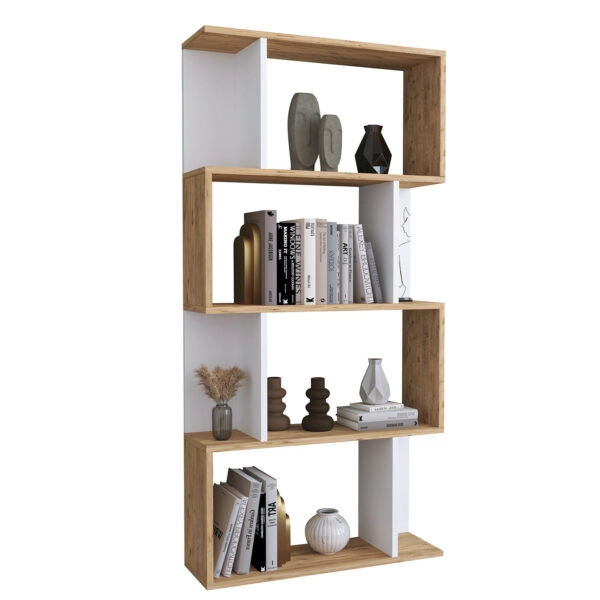 Βιβλιοθήκη CHIUMBO Δρυς/Λευκό Μοριοσανίδα 72x22x147cm